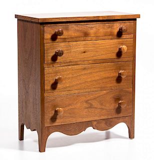 SHENANDOAH VALLEY OF VIRGINIA FEDERAL-STYLE WALNUT BENCH-MADE MINIATURE CHEST OF DRAWERS