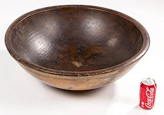 MASSIVE TURNED AND PAINTED WOODEN BOWL