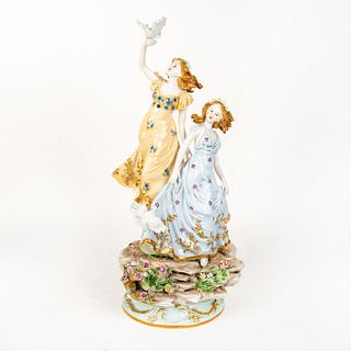 Sevres Style Porcelain Figure Group, Ladies And Pigeons