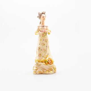 Cordey Lg Porcelain Lace Figurine, Lady with Pink Rose