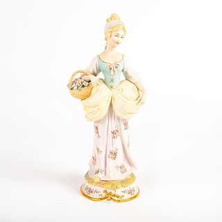 J. Laurent Large Bisque Porcelain Figurine, Flower Lady