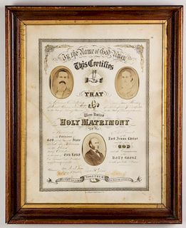 BEDFORD CO., PENNSYLVANIA LITHOGRAPHED MARRIAGE CERTIFICATE