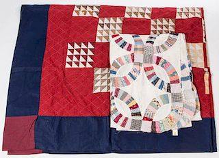 ASSORTED AMERICAN PIECED QUILT TOPS, LOT OF TWO