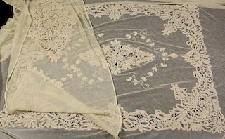 VICTORIAN NETTED LACE BED COVER / CANOPY AND PANEL