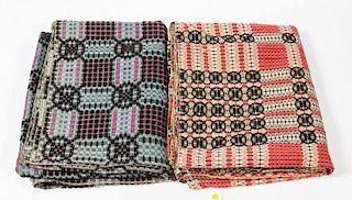 AMERICAN OVERSHOT COVERLETS, LOT OF TWO
