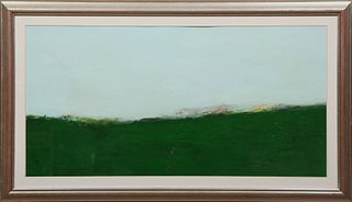 Nancy Harris (Louisiana), "Grass and Sky," 21st c., oil on paper, unsigned, presented in a silvered frame, H.- 17 in., W.- 34 in.