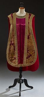 Priest's Vestment, 20th c., with silver and gold thread decoration, H.- 43 in, W.- 25 in.