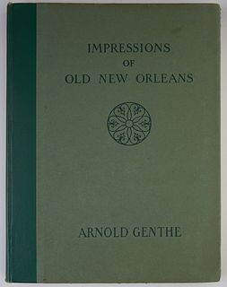 Book- "Impressions of Old New Orleans," by Arnold Genthe, 1926, the foreword by Grace King, H.- 11 1/4 in., W.- 9 7/8 in.