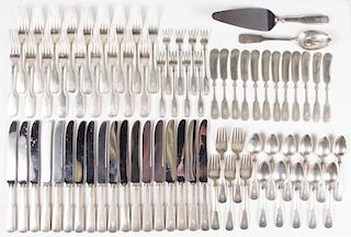 AMERICAN STERLING SILVER FLATWARE SERVICES, LOT OF 74
