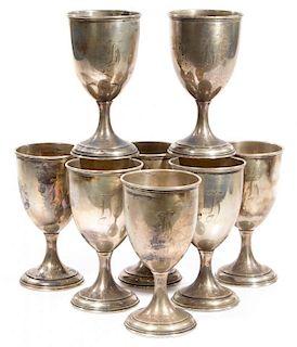 AMERICAN STERLING SILVER GOBLETS, SET OF EIGHT