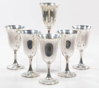 AMERICAN STERLING SILVER GOBLETS, SET OF SIX