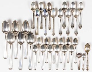 ASSORTED STERLING SILVER SPOONS, LOT OF 32