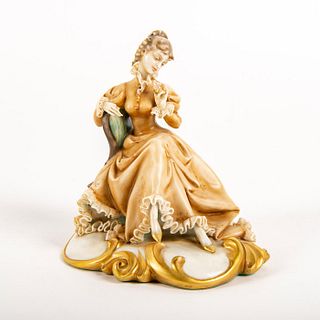 Antonio Borsato Porcelain Lace Figural Group, Seated Lady
