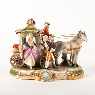 Grafenthal Porcelain Figural Group, Carriage And Couple