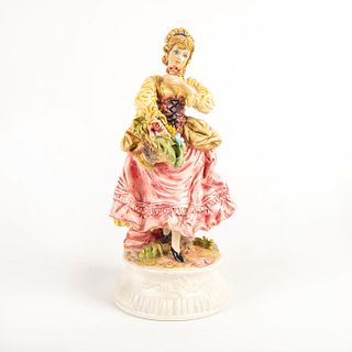 Large Capodimonte Style Figurine,  Woman With Flower Basket