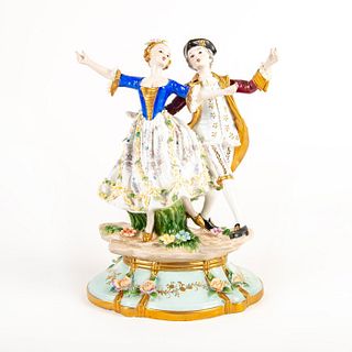 Large Vintage German Porcelain Figural Group, Couple Dancing