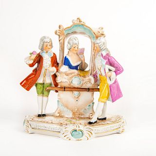 Porcelain Figural Group, Victorian Lady In A Litter