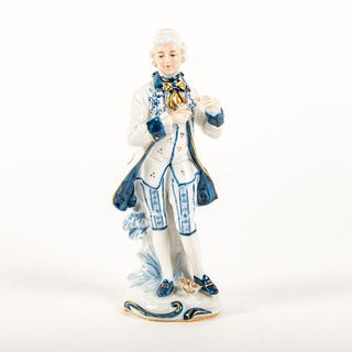 Porcelain Flow Blue Figurine, Victorian Man