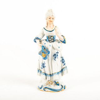 Porcelain Flow Blue Figurine, Victorian Woman