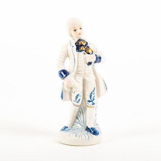 Porcelain Flow Blue Mini Figurine, Victorian Boy