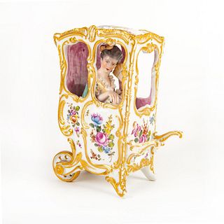 Porcelain Lace Figural Group, My Lady In A Carriage