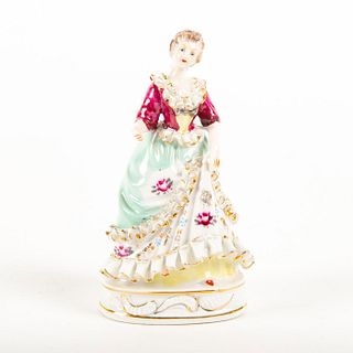 Porcelain Miniature Figurine, Lady In Floral Dress