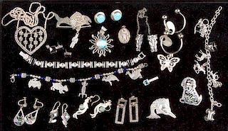 ASSORTED STERLING SILVER JEWELRY, LOT OF 27 PIECES