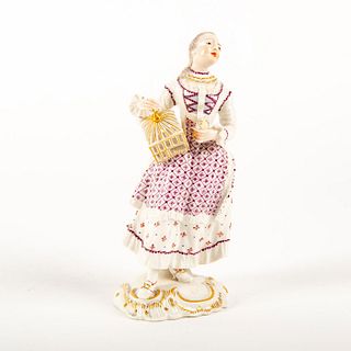 Vintage German Porcelain Figurine, Woman With Bird