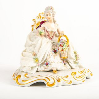 Vintage Italian Porcelain Figurine, Seated Woman