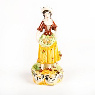 Vintage Italian Porcelain Figurine, Woman Picking Vegetables