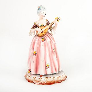 Vintage Italian Porcelain Figurine, Woman Playing Mandolin