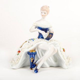 Vintage Limoges China Figurine, Woman On Bench