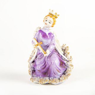 Vintage Porcelain Figurine, Angel In Purple