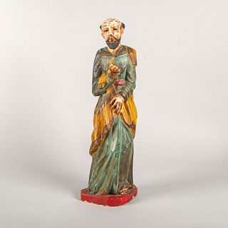 Large Vintage Wooden Character Statue, Saint Francis