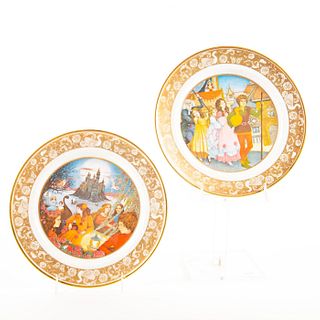 2 Franklin Porcelain Collectors Plates, Grimm'S Fairy Tales