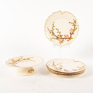 5 Ceramic Cherry Blossom Lunch Plates