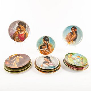14 Porcelain Collectors Plates, Parents With Children