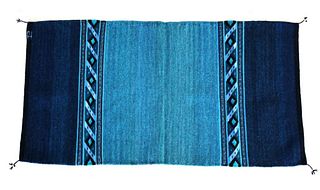 Cadenas Blue Wool Rug by Alicia Gutierrez