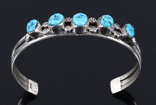 Navajo Morenci Turquoise Sterling Silver Bracelet