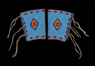 Sioux Fully Beaded Men's Arm Cuff Gauntlets 1950's
