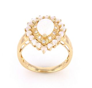 Australian Opal & Diamond Ring 14k Gold