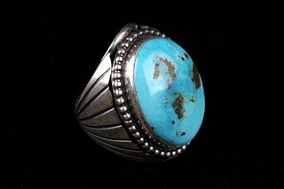 Navajo Yazzie Kingman Turquoise Ring LARGE