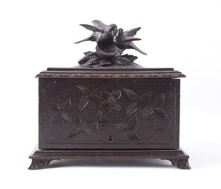 19th Century Carved Black Forest Cigar Humidor Box