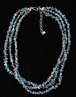 Navajo Multi Strand Turquoise & Sterling Necklace