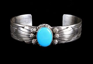 Navajo Sterling & Kingman Turquoise Bracelet