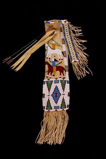 Lakota Sioux Pictorial Horse Beaded Pipe Bag
