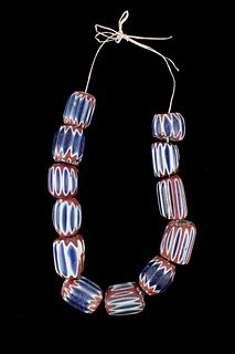 Early 1800's Six Layer Chevron Trade Bead Necklace