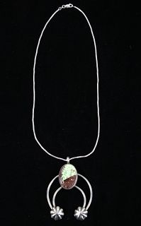 Navajo Sterling & Turquoise Naja Pendant Necklace