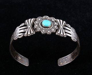 Navajo Fred Harvey Sterling & Turquoise Bracelet