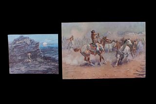 Charles M. Russell Indian Painting Prints c1899